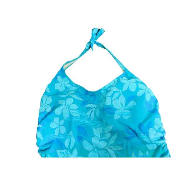 Islander Womens Ombre Floral Padded Halter One Piece Swimsuit Blue Size 18 - Picture 2 of 6
